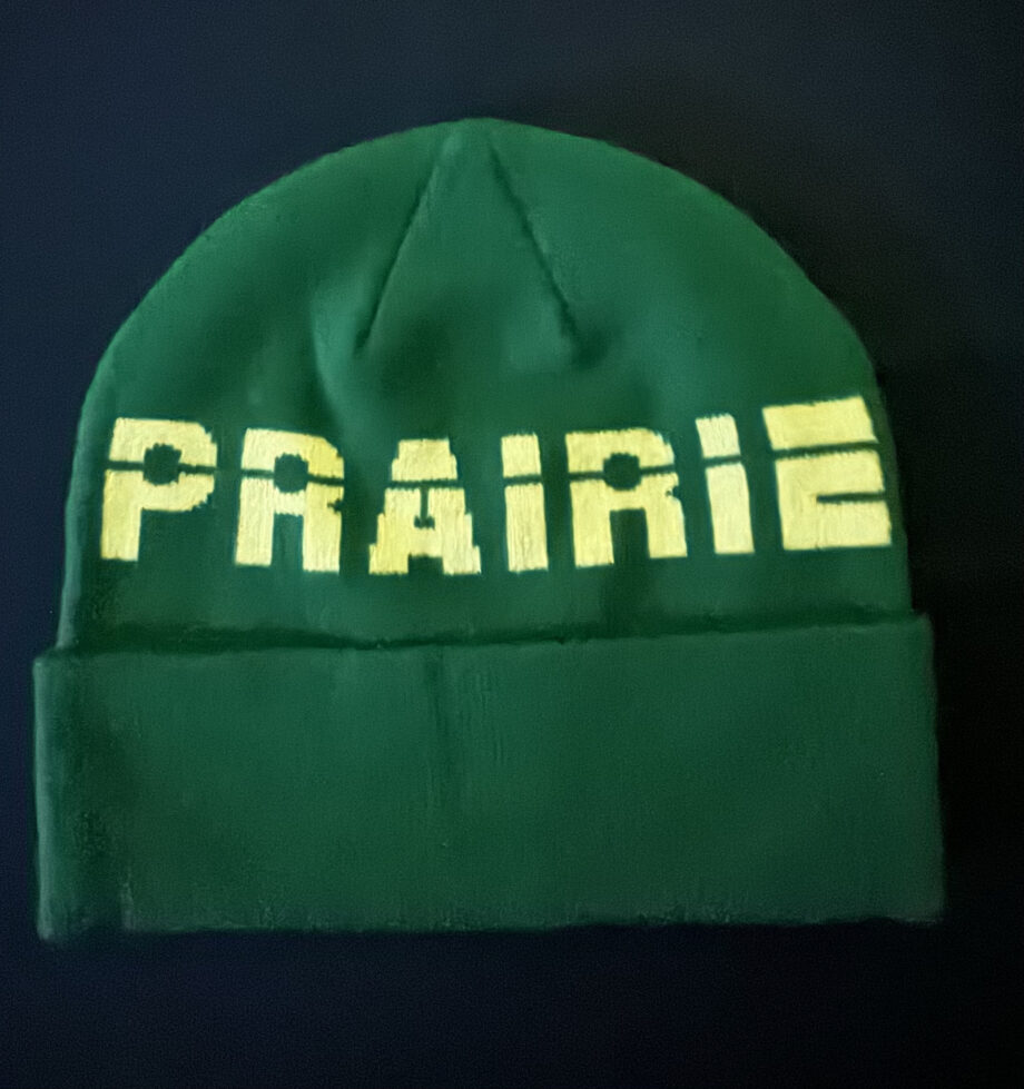 Dark Green and Tan  Prairie Beanie